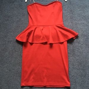 Red peplum bodycon mini dress